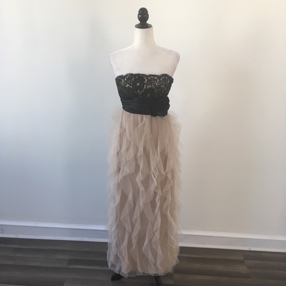 Roberta Nude / Black Lace Ruffle Dress - Picture 2 of 7